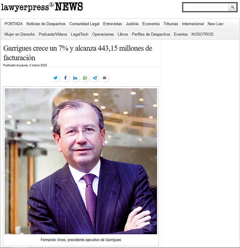 Garrigues crece un 7% y alcanza 443,15 millones de facturacin